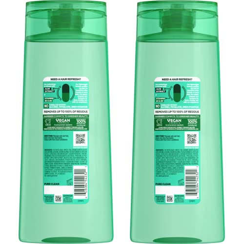 Garnier Fructis Pure Clean Purifying Shampoo, Silicone-Free, 22 Fl Oz, 2 Count (Packaging May Vary)