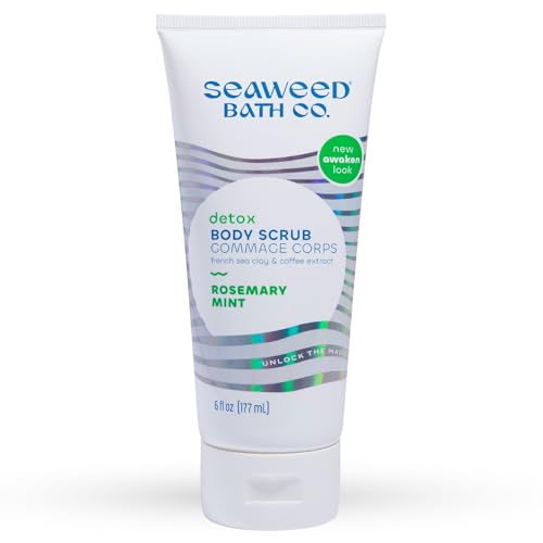 Seaweed Bath Co. Detox Body Scrub, Rosemary Mint Scent, 6 Ounce, Sustainably Harvested Seaweed, French Sea Clay, Coffee Extract