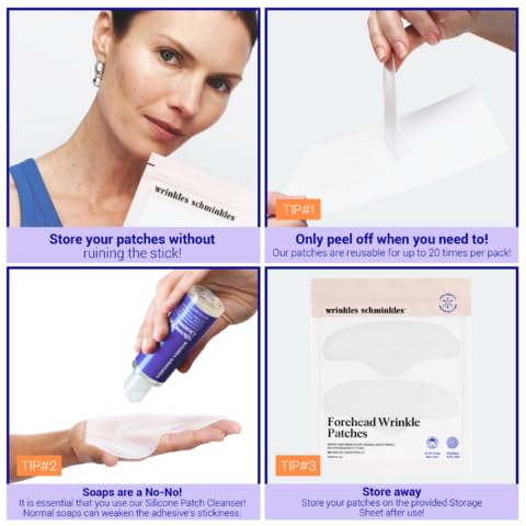 Wrinkles Schminkles Forehead Wrinkle Patches - Reusable Silicone Smoothing Pads For Brow Lift, Wrinkle Smoothers, Reduce Frown L
