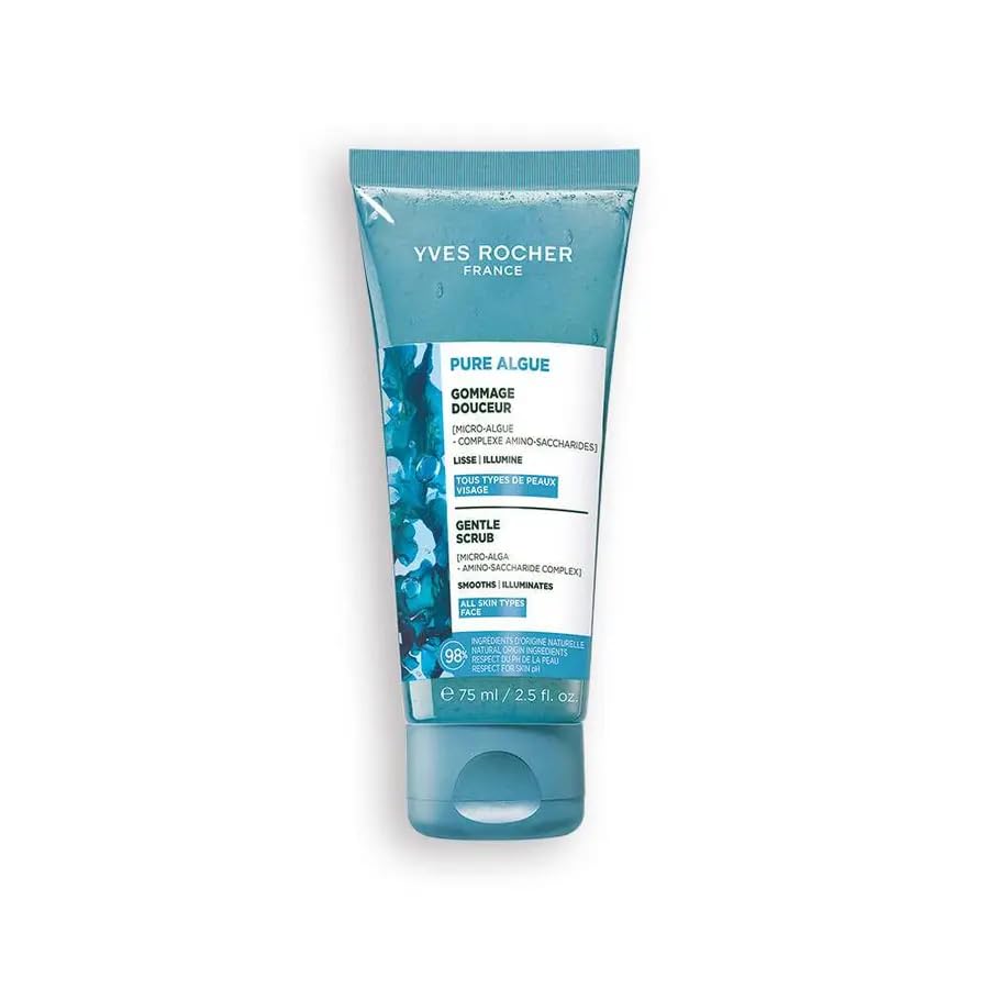 Yves Rocher Pure Algue Smoothing Moisturizing Gentle Face Scrub Exfoliating Facial Cleanser Organic Microalgae Bamboo Microgranu