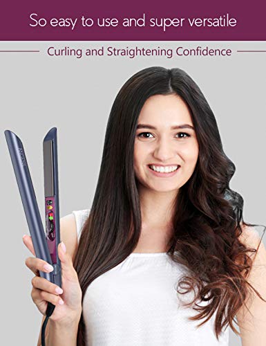 ANgENIL Professional Titanium Flat Iron 1 inch, Hair Straightener and curler 2 in 1 with Adjustable Temp for All Hair Types, Ant