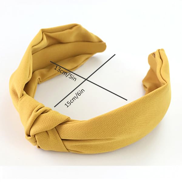 Etercycle Headband for Women, Knotted Wide Headband, Yoga Hair Band Fashion Elastic Hair Accessories for Women (Yellow)