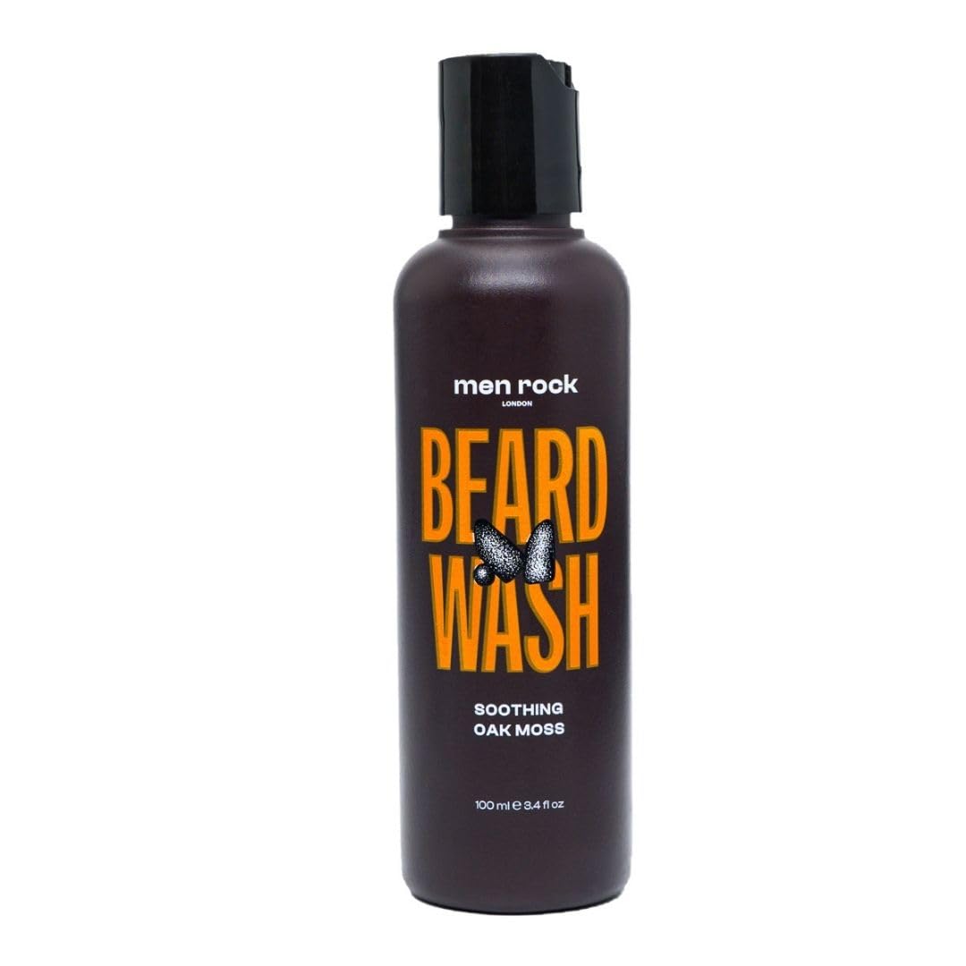 Men Rock Oak Moss Beard Wash - 100ml Soothing Formula for Softening & Moisturizing Beard, Reduces Itch & Dandruff, Hydrates Skin