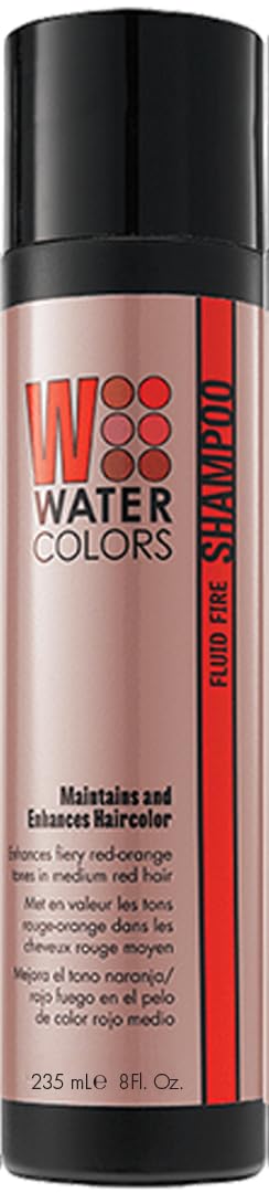 Tressa Watercolors Fluid Fire Shampoo - Use On Medium To Dark Red Hair - Creates Bright, Fiery Red-Orange Tones - Delivers Brill