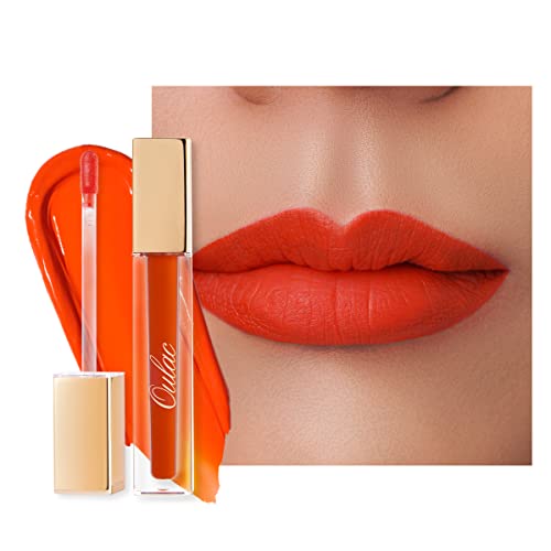 Oulac Matte Liquid Orange Lipstick For Women, Long Lasting Lipstick Waterproof Lip Stain, No Transfer, Creamy High Pigmented For