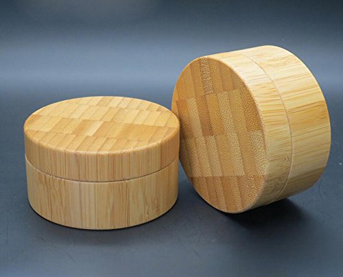 1Pc 30G/1Oz Bamboo Appearance Loose Powder Compact Box With Sifter And Sponge Puff - Make Up Jar Case Cosmetic Storage Container