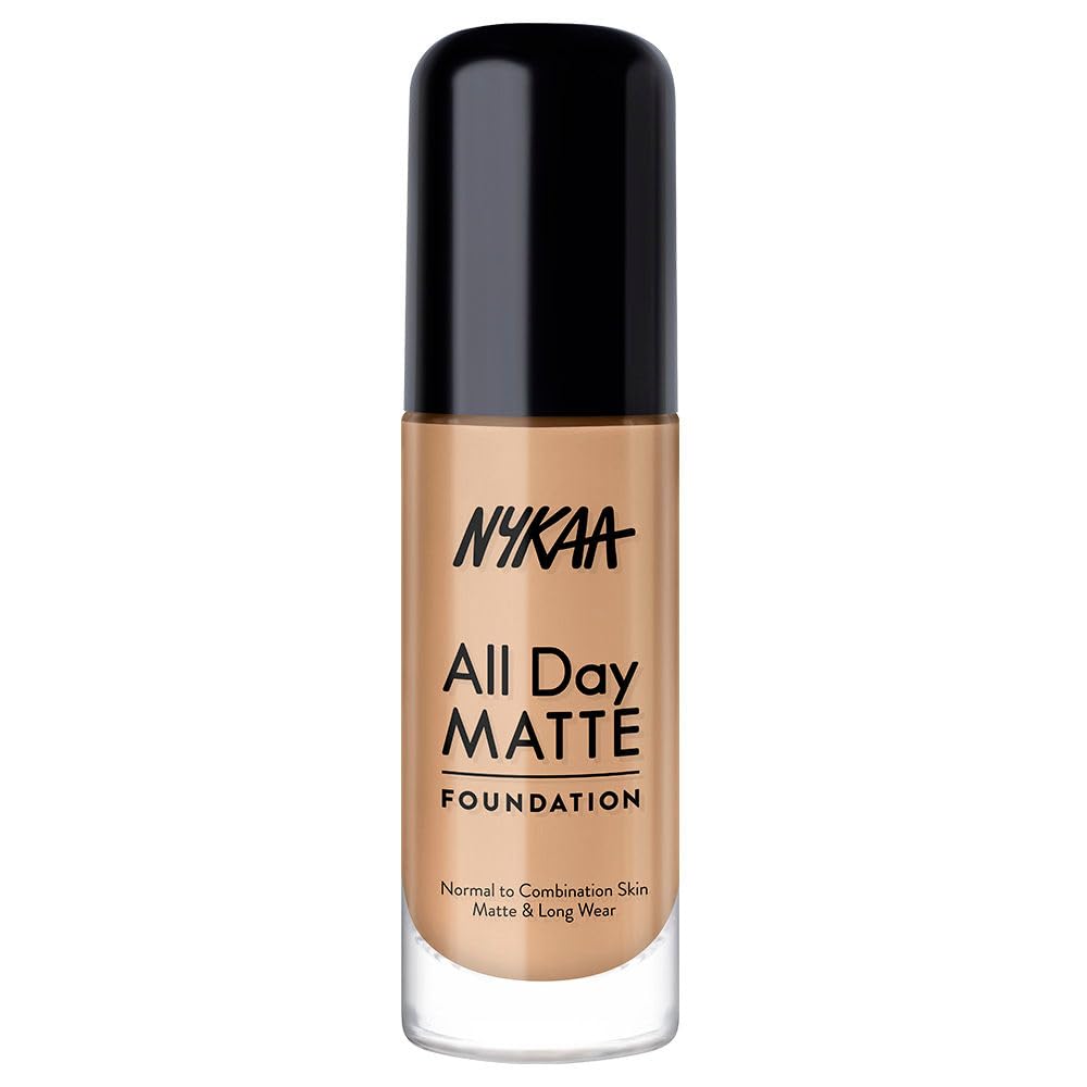 Nykaa All Day Matte Long Wear Liquid Foundation For Normal To Combination Skin  Maple 10 (30Ml)