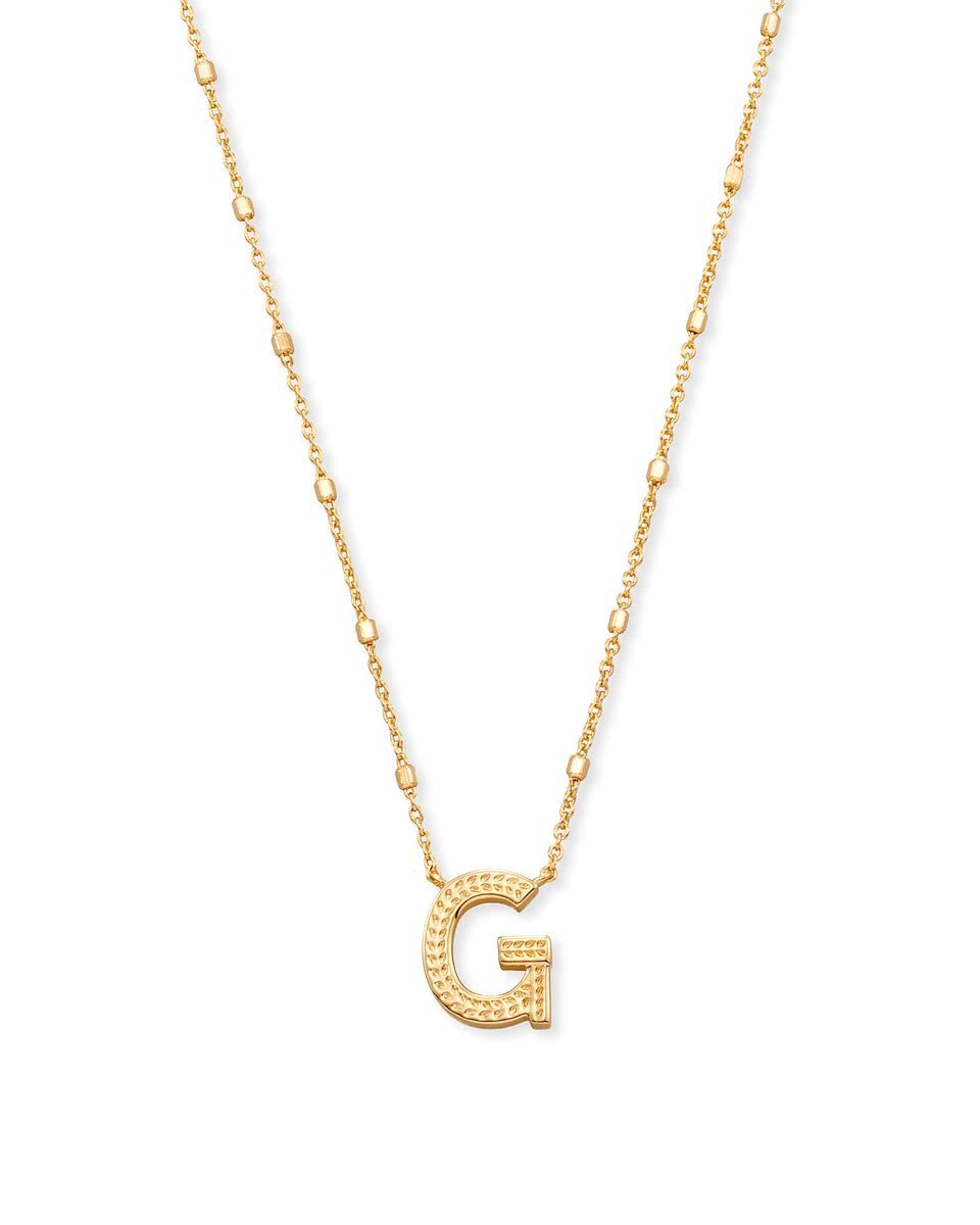 Kendra Scott Letter G Pendant Necklace for Women, Fashion Jewelry, 14k Gold-Plated Brass, Gold Metal, Letter G