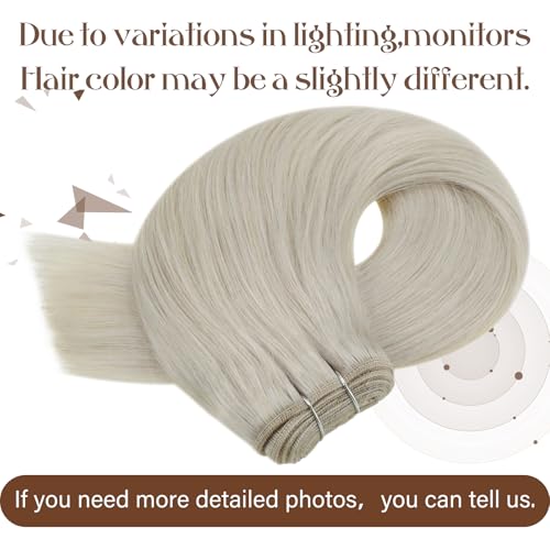 Hetto Blonde Sew in Hair Extensions Real Human Hair 22 Inch Platinum Blonde Weft Hair Extension Human Hair Weft Extensions Invis