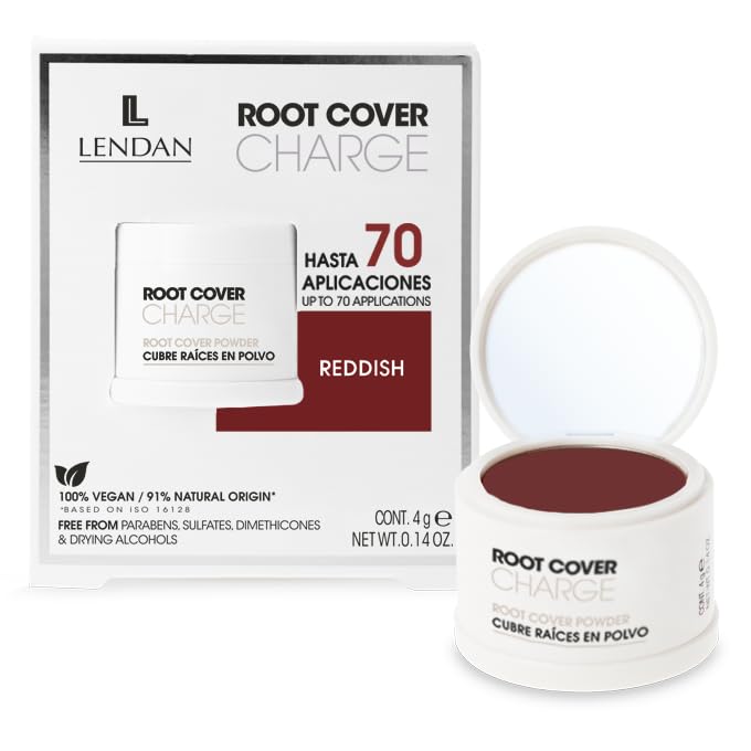 LENDAN  Root Cover Powder for Gray Hair  Root Cover Charge  4 g  Reddish Color  Mineral Powder for Easy, Instant, and Natur