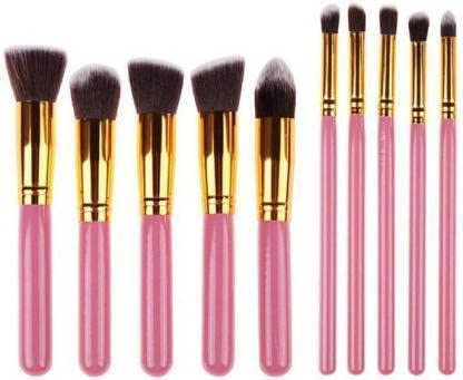 Sunisa Soft Bristle 10 Pink Makeup Brushes Set For WomenS & GirlS  (Pack Of 10)