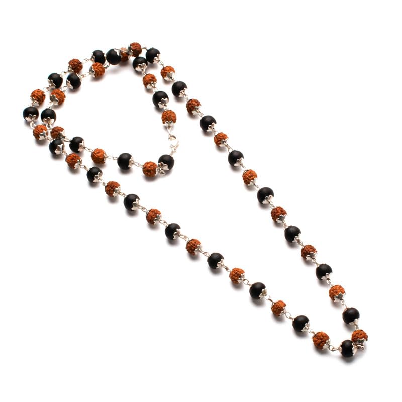 Astrotalk Divya Raksha Rudraksha & Karungali Mala(6mm) | Spiritual Protection, Wisdom & Positivity | Rudraksha Mala Original | Karungali Mala Original | Gift for Men & Women