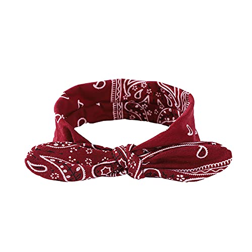Carl Vinson  Cotton Rabbit Ears Headband For Women Cashew Flower Print With Bendable Wire Design
