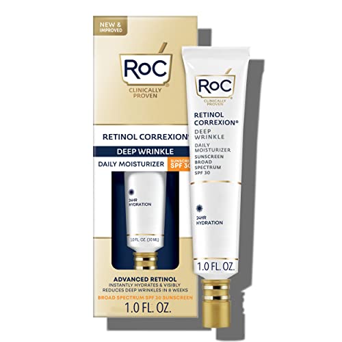 Roc Retinol Correxion Deep Wrinkle Daily Face Moisturizer With Sunscreen Spf 30, Skin Care Treatment For Fine Lines, Dark Spots,