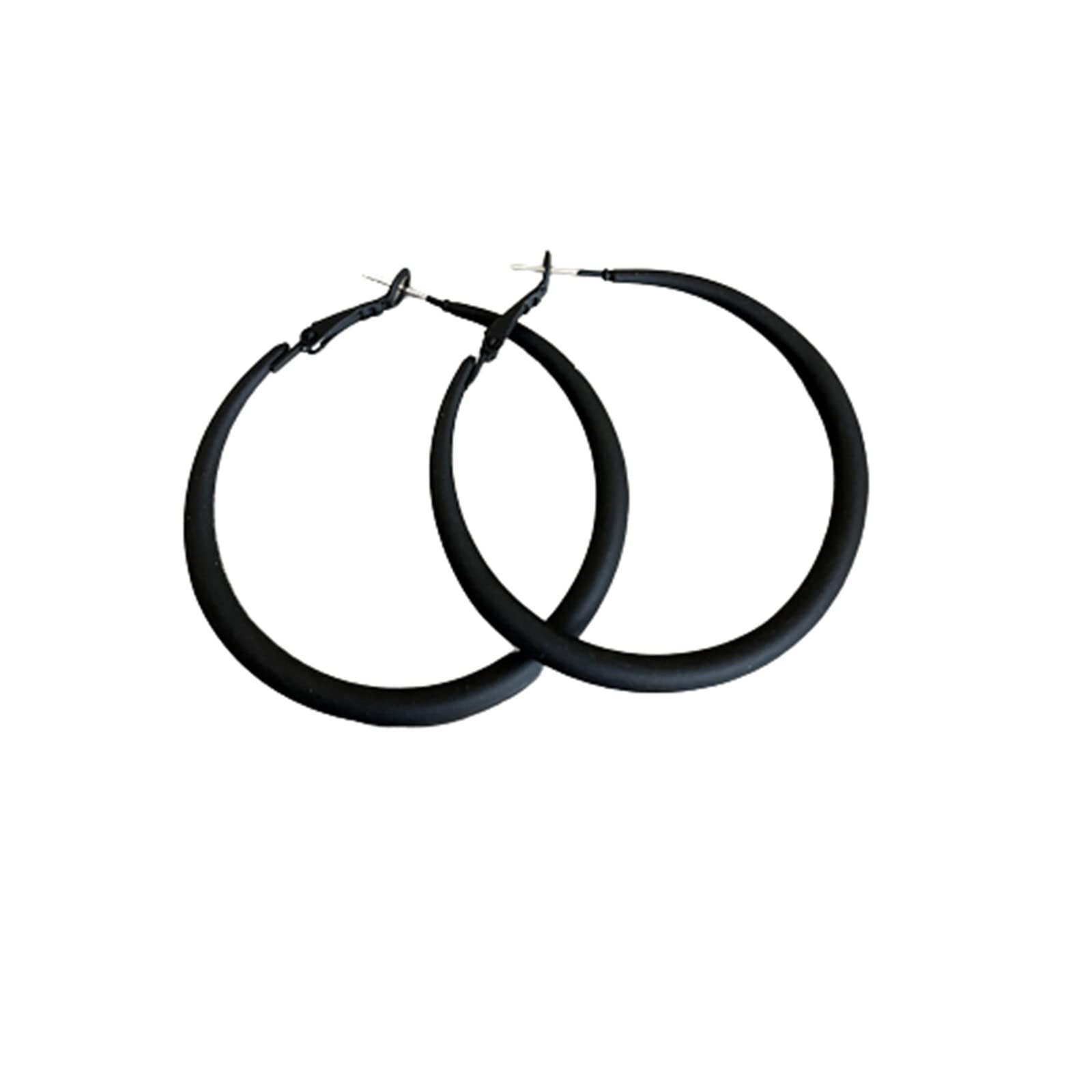 Colorful Matte Hoop Earrings 80s Hoop Earring Retro Earrings Neon Earrings Bright Fluorescence Round Hoop Earings for Women(blac