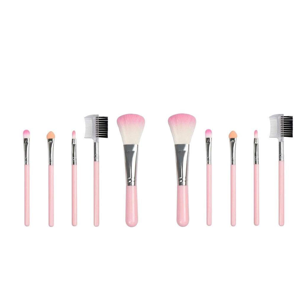 Enakshi 10 Piece Makeup Brushes Set | Eyeshadow Applicator & Eyebrow Comb Brushes | Soft Nylon Hair, Durable Poly Handle, Alumin