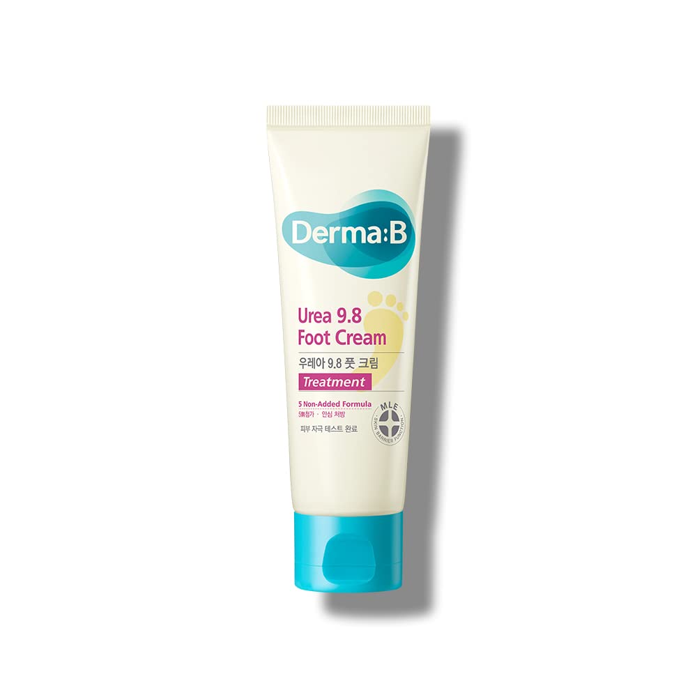 Derma B Urea 9.8% Foot Cream, Moisturizing Cream for Dry Cracked Feet with Camellia Oil, Hypoallergenic Leg Moisturizer for Sens