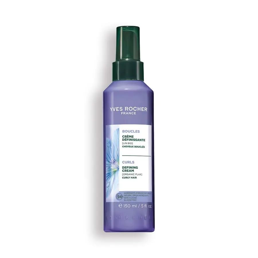 Yves Rocher Curl Defining Hair Cream Spray Organic Flax Extract Shapes and Defines Curly Wavy Hair 150 ml/5 fl.oz
