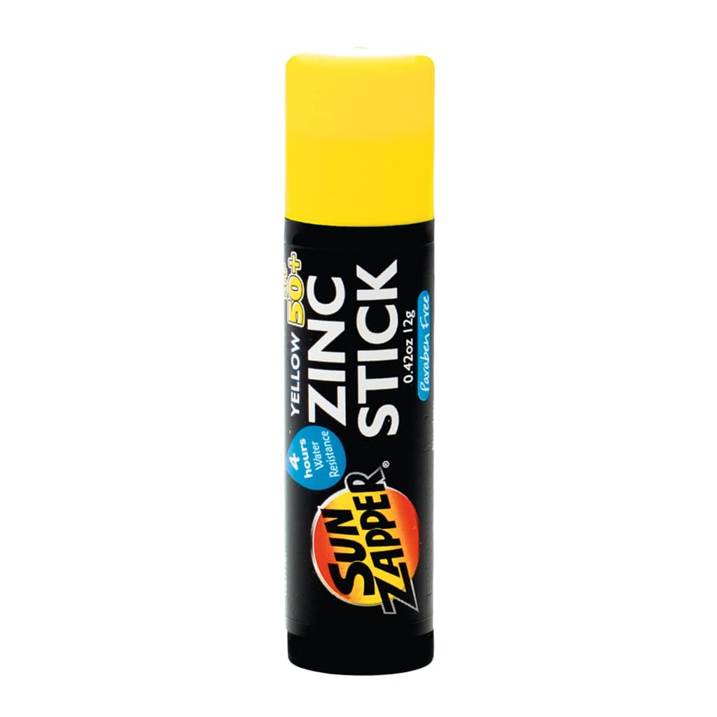 Sun Zapper Zinc Stick Mineral Sunscreen Yellow Spf 50+ Water Resistant For Face & Body, Adults, Kids (042 Oz, 12G) Broad Spectru