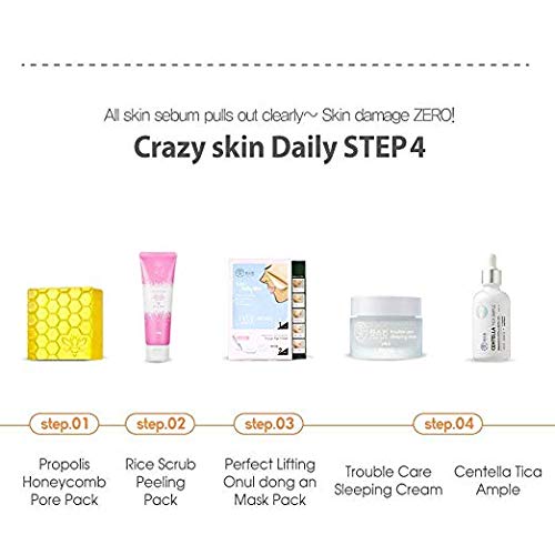 CRAZY SKIN Skin Repair Trouble Care Korean Night Sleeping Face Mask 1.76oz | Overnight Facial Cream | Moisturizer for Acne-Prone