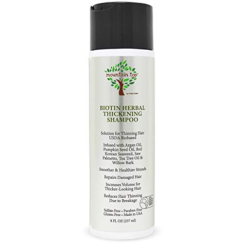 Mountain Top Biotin Herbal Thickening Shampoo (8Oz 273Ml) With Argan Oil, Pumpkin Seed Oil, Red Korean Seaweed, Saw Palmetto, Te
