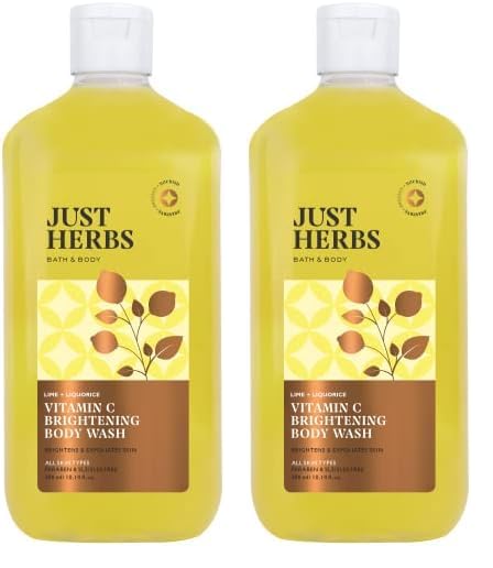 Just Herbs Vitamin C Brightening Body Wash With Lime And Liquorice For Men & Women | Hydrates Skin, Reduces Hyperpigmentation & 