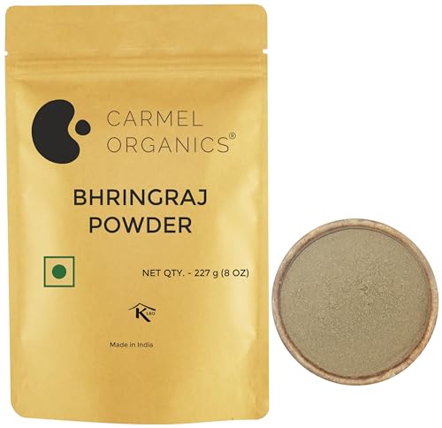 Carmel Organics Bhringraj Powder 227 Grams For Hair Care For Hair Growth, Scalp Health & Dandruff Control | Natural | No Added P