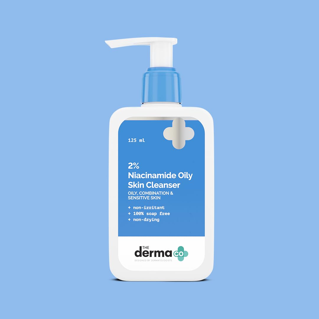 The Derma Co 2% Niacinamide Oily Skin Cleanser for Sensitive, Oily & Combination Skin | Gently Cleanses Makeup, Dirt & Oil | Non