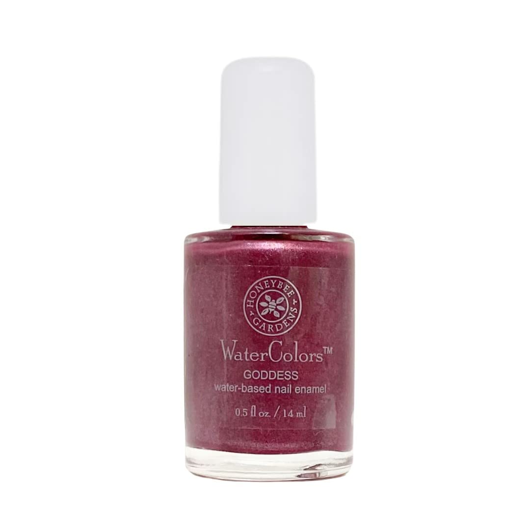 Honeybee Gardens Water-Based Nail Enamel, Goddess, Slight Iridescence & Shimmer Medium Purple Berry, Eco-Friendly, Odorless & Vi