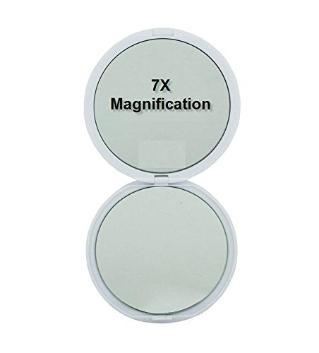 Skn Lifestyle - Jessy, Perfect 7X/1X Travel Mirror - Large 4 Inch Compact Glass Mirrors - 7X Magnification And Traditional 1X Mi