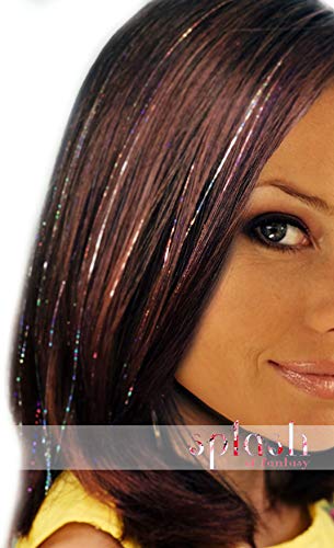 40    Hair Tinsel 200 Strands Two Sparkling Colors : Silver & Stellar Midnight Black