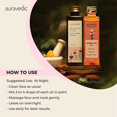 Auravedic Kumkumadi Tailam & Nalpamaradi Thailam Combo Pack 100ml + 100ml