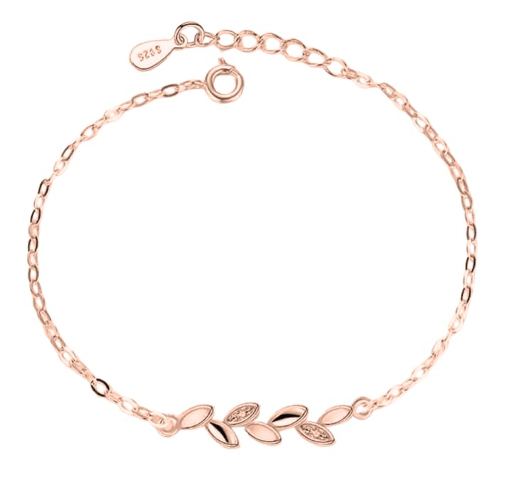 NiluS Collection Copper Sterling Silver Plated Charm Bracelet For Women(Rose Gold)
