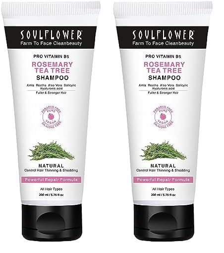 Soulflower Rosemary Shampoo For Hair Growth, Anti Hair Fall, Stronger, Shiny & Long Hair & Healthy Scalp With Tea Tree, Pro Vita