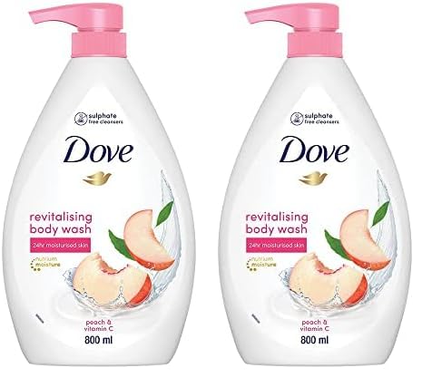 Dove Revitalizing Bodywash Scented With Peach And Infused With Vtamin C To Hydrate Your Skin, 100% Gentle Cleansers, Paraben Fre