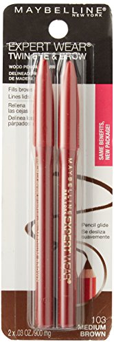 Maybelline Expert Eyes Twin Brow & Eye Pencils, Medium Brown [103], 0.06 Oz (Pack Of 2)