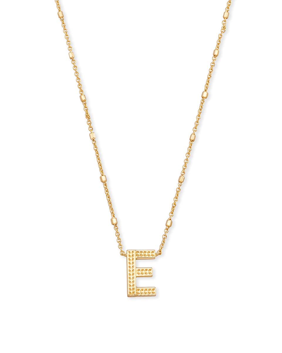 Kendra Scott Letter E Pendant Necklace for Women, Fashion Jewelry, 14k Gold-Plated Brass, Gold Metal, Letter E