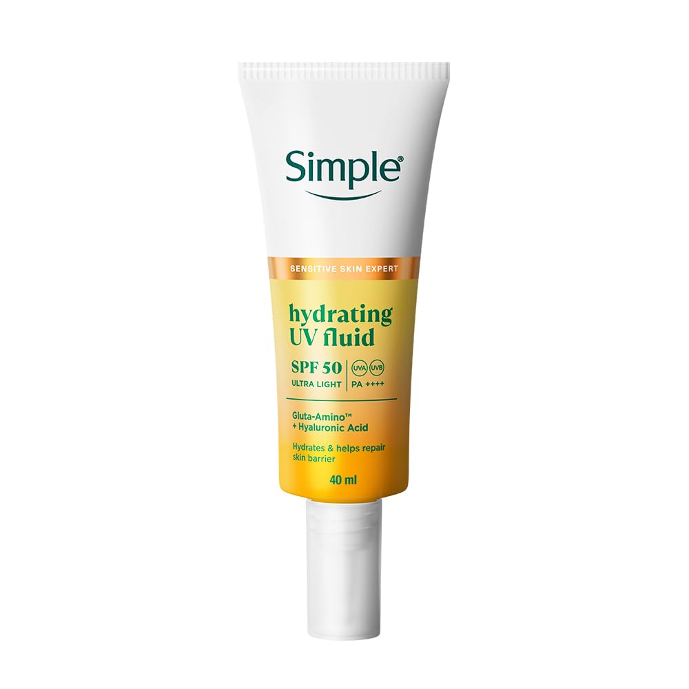 Simple Hydrating UV Fluid |SPF 50 PA++++ | With Hyaluronic Acid & GlutaAmino Technology| Sunscreen for Dry Skin & Sensitive Skin