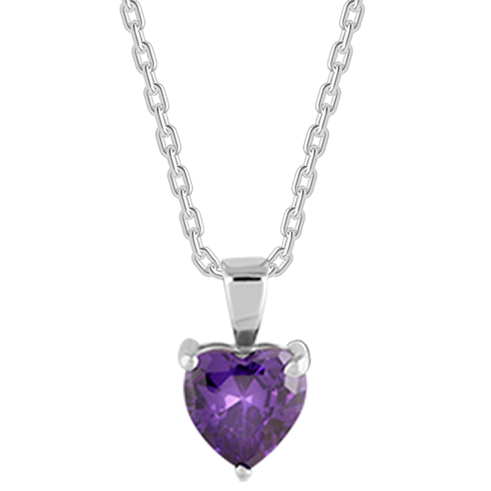 Giva 925 Silver Purple Heart Pendant With Link Chain| Gifts For Girlfriend,Pendant To Gift Women & Girls | With Certificate Of A