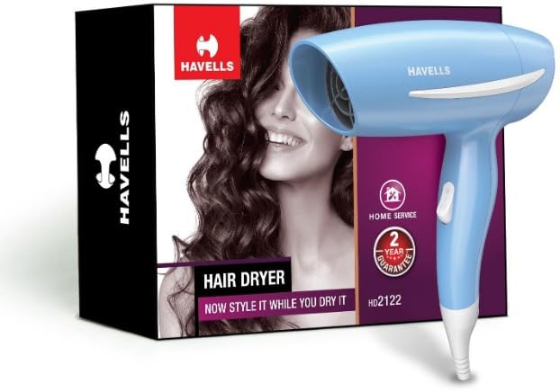 Havells 1000 Watts Hair Dryer, 2 Heat Settings (Hot/Warm), Over Heat Protection | Gentle & Efficient Drying | Style Your Hair Pe