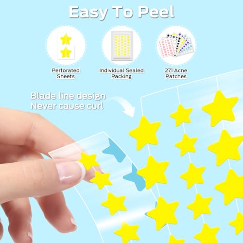 VOZRO Pimple Patches, Colorful Hydrocolloid Acne Patches for Face, Cute Star Pimple Patches with Salicylic Acid, Tea Tree & Cent
