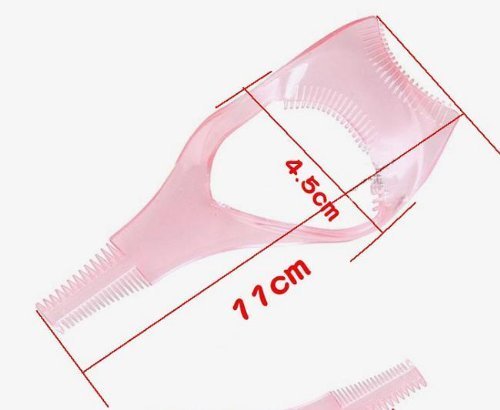 3Pcs Plastic Makeup Upper Lower Eye Lash Mascara Guard Applicator With Comb Eyelashes Curlers Applicators (Pink)