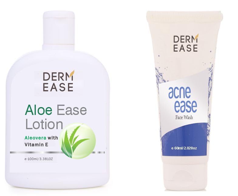 Derm Ease Combo Of Aloe Ease Lotion 100Ml Aloevera With Vitamin E Moisturising Face Body Lotion & Acne Ease Face Wash For Men & 