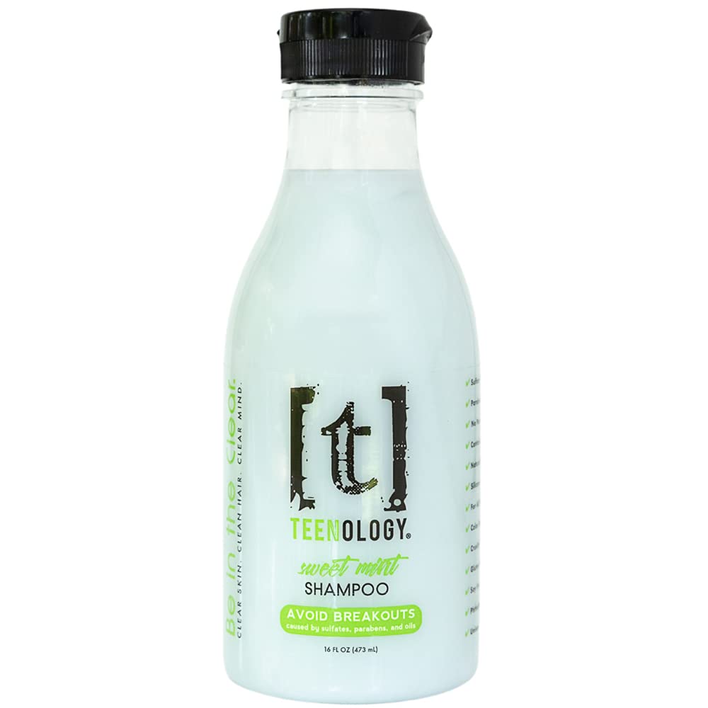 Teenology Shampoo for Teens - Avoid Forehead and Body Acne - No Sulfates or Parabens, Noncomedogenic, Natural Botanical Extracts