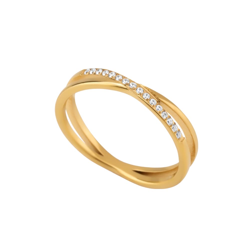 Palmonas 18K GoldPlated White CzStudded Adjustable Finger Ring(Size7) | Gifts For Girlfriend | Gift For Women & Girls