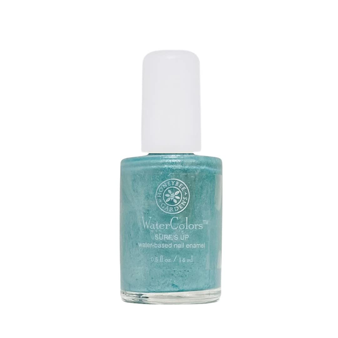 Honeybee Gardens Water-Based Nail Enamel, Surf'S Up, Slight Iridescence & Matte Aquamarine, Eco-Friendly, Odorless & Vibrant Pol