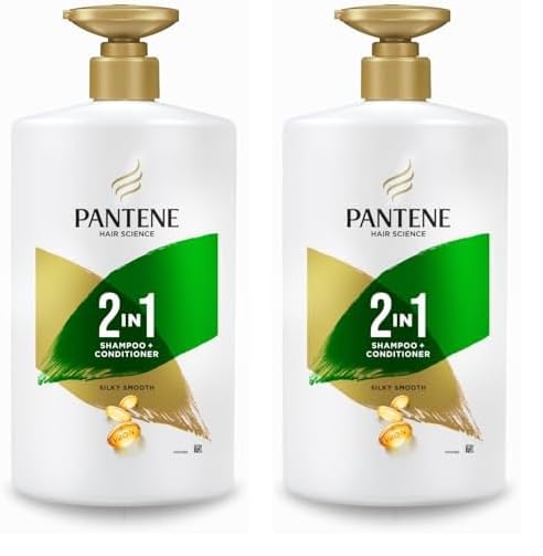 Pantene Advanced Hairfall Solution, 2In1 Anti-Hairfall Silky Smooth Shampoo & Conditioner For Women, 1L (Pack Of 2)