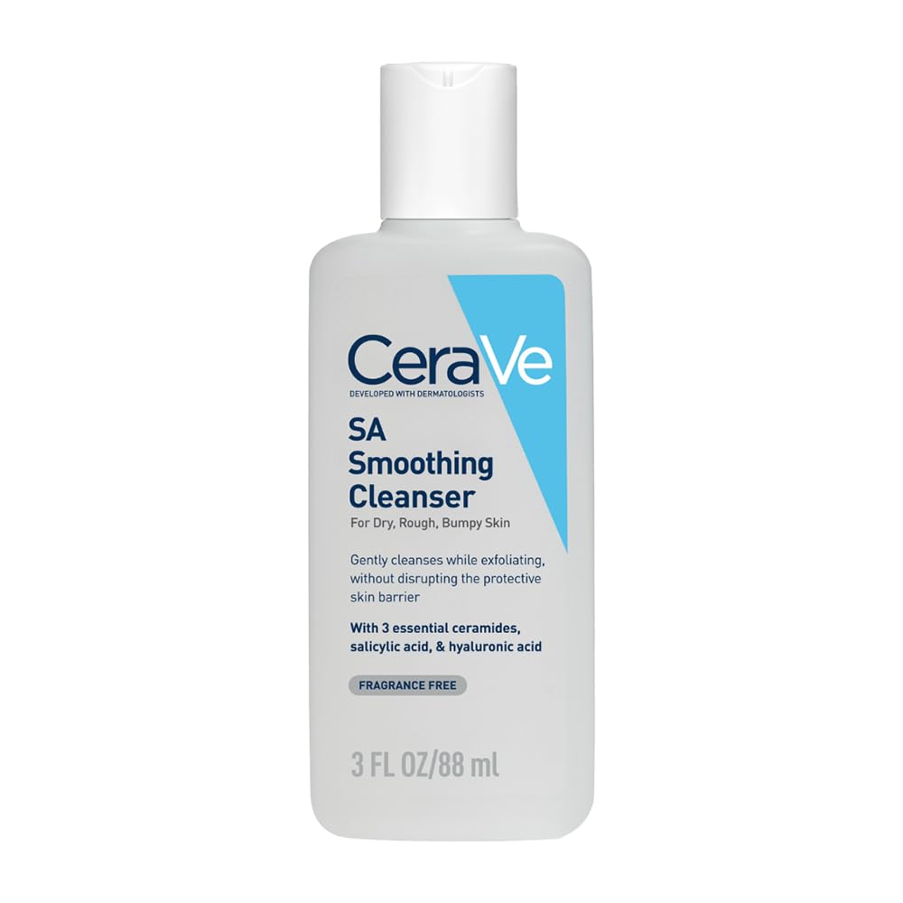 Cerave Sa Smoothing Cleanser For Dry, Rough & Bumpy Skin, Contains Salicylic Acid, Ceramides, Hyaluronic Acid|Dermatologist Reco