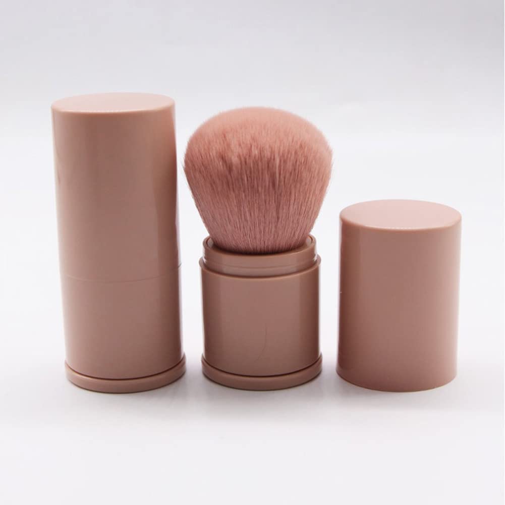 Akoak 1 Pack Retractable Kabuki Brush, Travel Foundation Blush Brush, Portable Makeup Brush With Blush, Bronzer, Contour, Profes