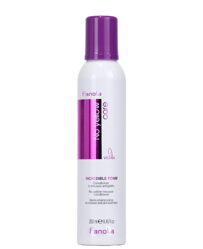 Fanola No Yellow Incredible Foam - Purple Hair Conditioner Mousse Toner With Violet Pigments Removes Yellow And Brassiness On Bl